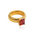18K Gold Plated Waterproof Multi-color Crystal Chunky Striped Texture Rings Delicate Shiny Square Zircon Wed Ring Punk Jewelry
