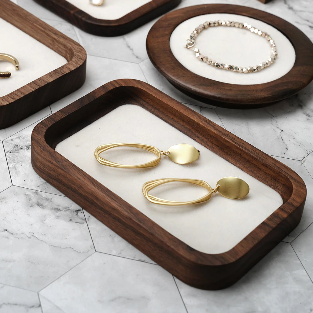 Solid Wood Jewelry Tray Bracelet Ring Display Props Jewelry Organizer Holder Necklace Case Display Stand Jewelry Plate