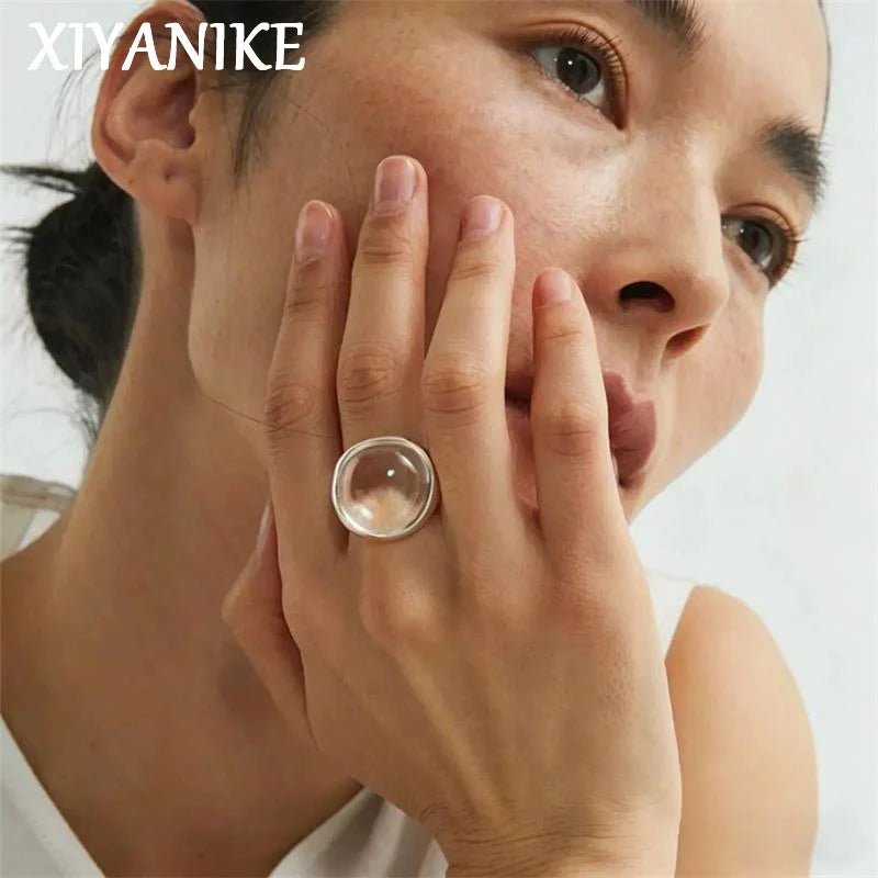 XIYANIKE Elegant Transparent Crystal Adjustable Finger Rings For Women Girl Fashion New Jewelry Gift Party Wholesale кольцо
