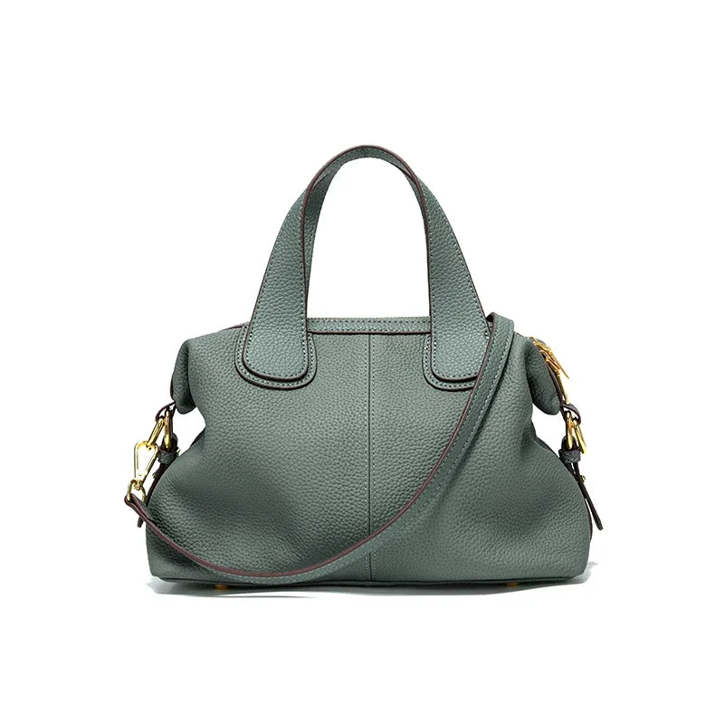 Women's Natural Cow Leather Bag Female Retro Cowhide Crossbody Bags Ladies Large Capacity Shoulder Bag for Middle aged Women