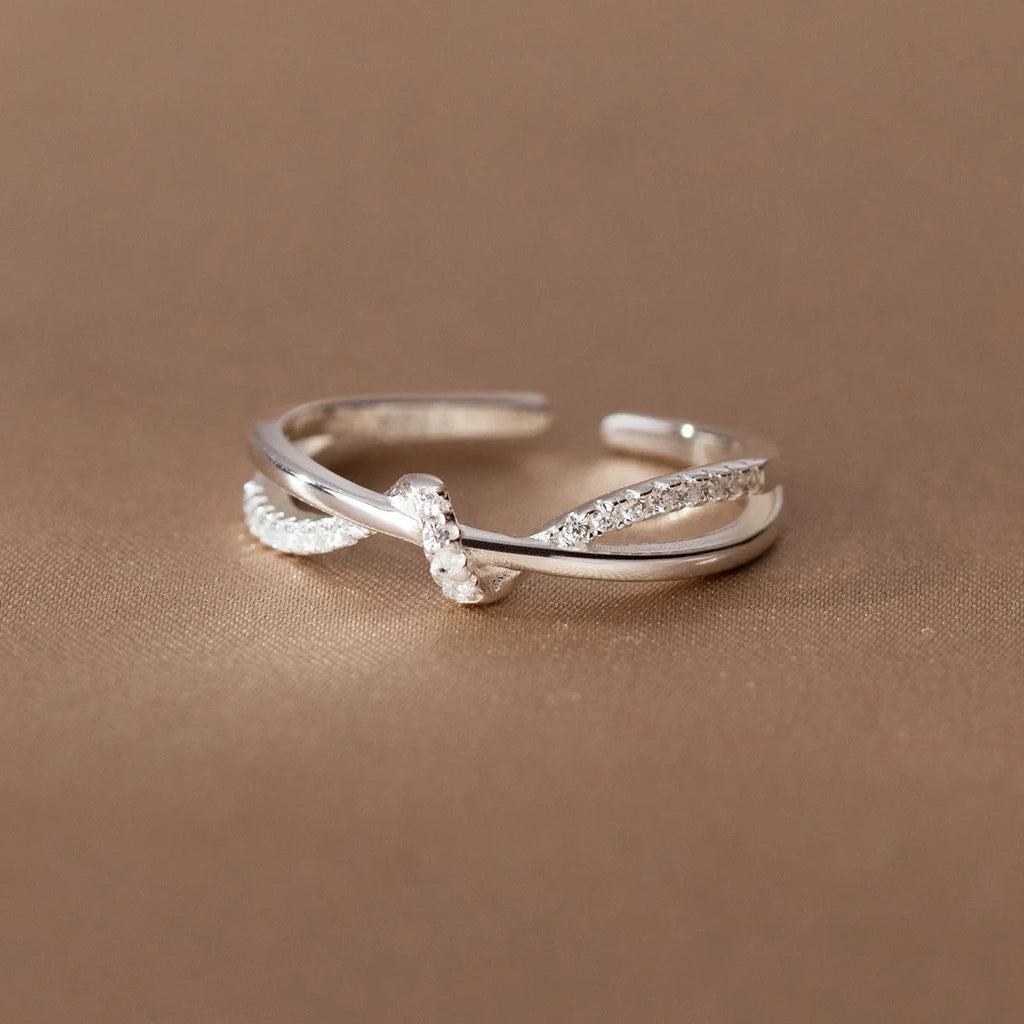 925 Sterling Silver Cross Knotting Zircon Rings For Women Girls Wedding Luxury Jewelry Accessories Jewellery Argent 925