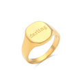 E.B.belle Engrave Jewelry Gift Minimalist Letter Word Suqare Stainless Steel Ring Water Resistant Gold Ring Plated For Women