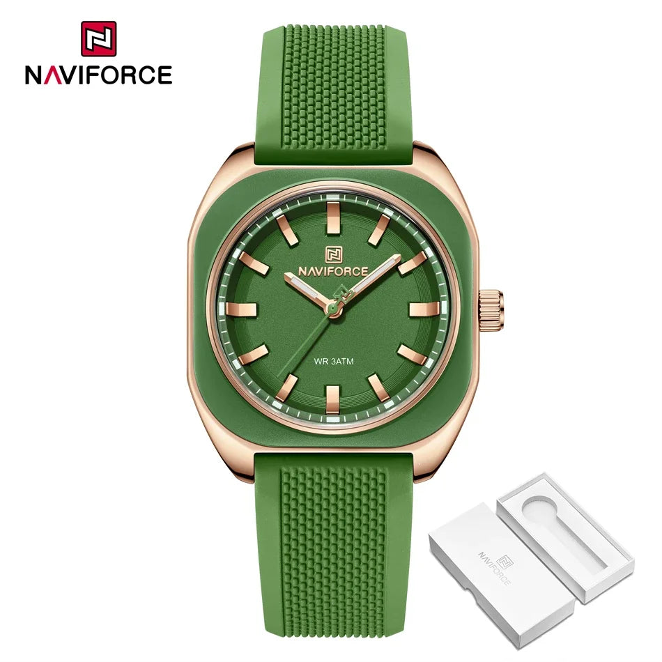 NAVIFORCE Fashion Women's Casual Elegant Simple Polygon Quartz Silicone Watch Gift for Women Wristwatch Casual Relogio Feminino