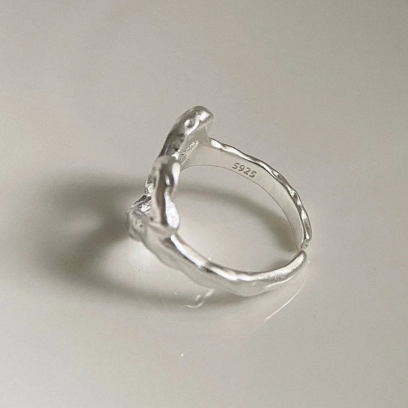 925 Sterling Silver Rings for Women Men Couple Minimalist Handmade Simple Heart Ring Party Jewelry Gift Prevent Allergy