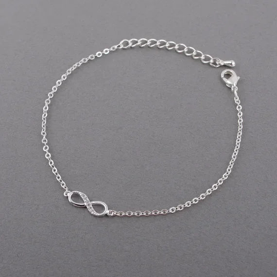 Kinitial Tiny Rhinestones Infinity 8 Anklets For Women Bracelets Summer Barefoot Sandals Jewelry On Foot Leg