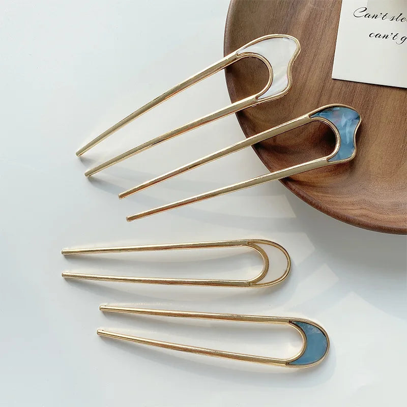 Metal Hair Pin Stick French Style U Shape Hair Clips Enamel U Sticks Pins For Women Girls Hairstyle Accessories Wholesale Gifts