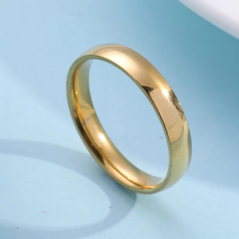 Classic 4mm Curved Stainless Steel Couple Ring Charm Men Women Titanium Steel Rings Best Party Gift Jewelry