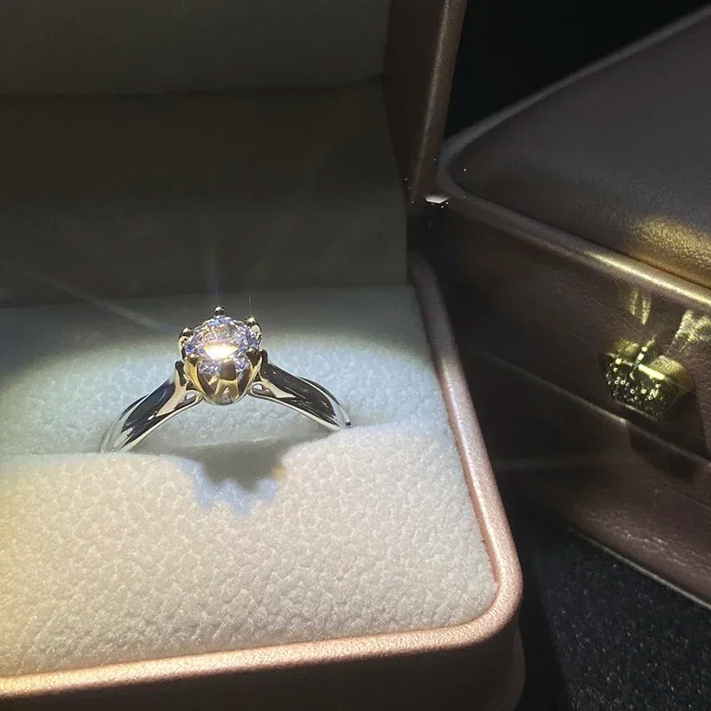 Pure 18K Gold Moissanite Ring for Women with Gemstones Couples Wedding Engagement Jewelry Valentine's Day Anniversary Gift