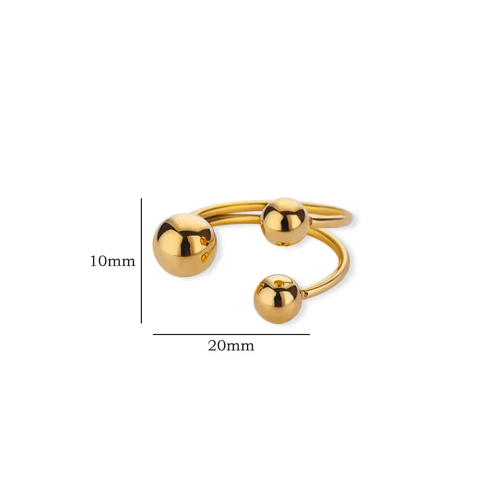 Stainless Steel Double Ball Adjustable Ring For Women Unisex Gold Color Trendy Finger Rings Decompression Jewelry Gifts Anillos