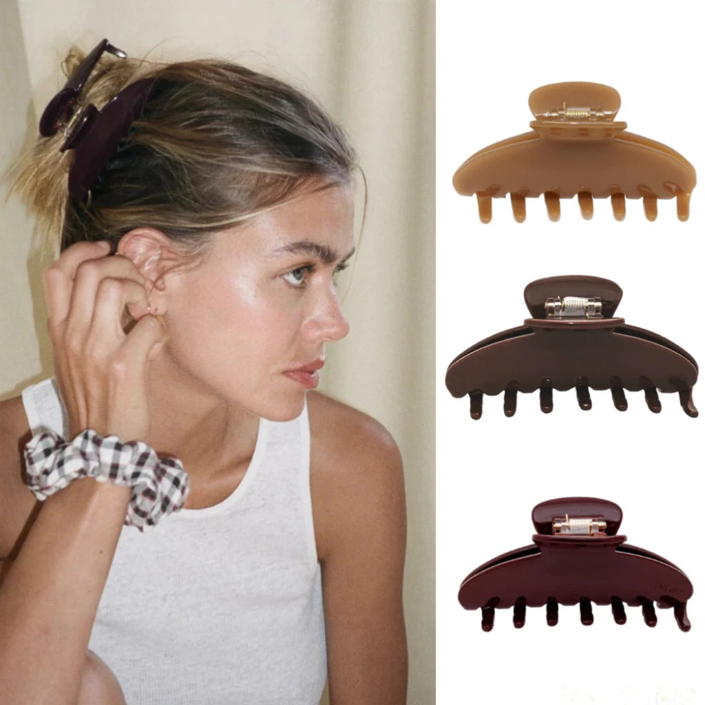 Fashion Melard Coffee Solid Color Women Hair Claw Clip Large Black Acetate Hair Clips for Girls Simple Summer Hair Accessories