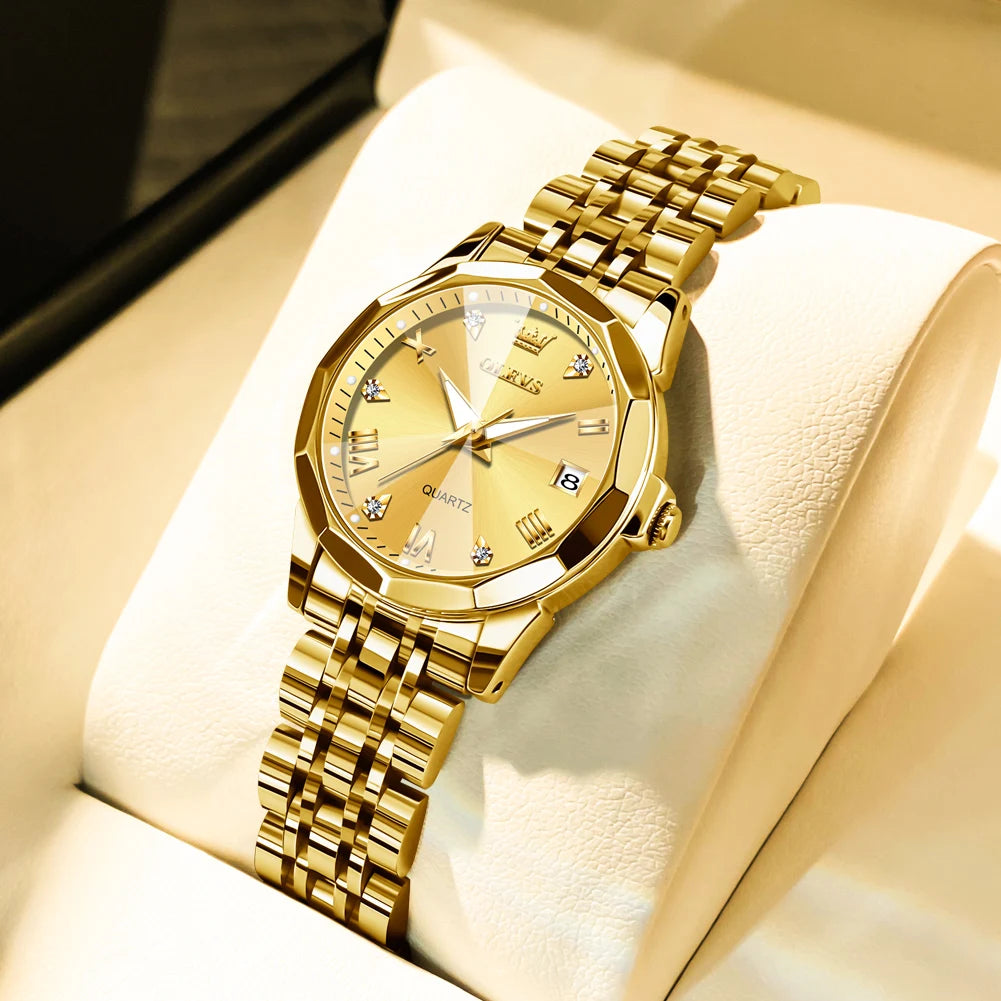OLEVS 9931 Elegant Fashion Women's Watches Luxury Brand Original Quartz Watch for Ladies Waterproof Stainless Steel Luminous Dat