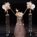 Chinese Hanfu Hairpins Vintage Hair Accessories Long Tassel Flower Hair Stick For Women Traditional Hair Clip Retro Hair Jewelry