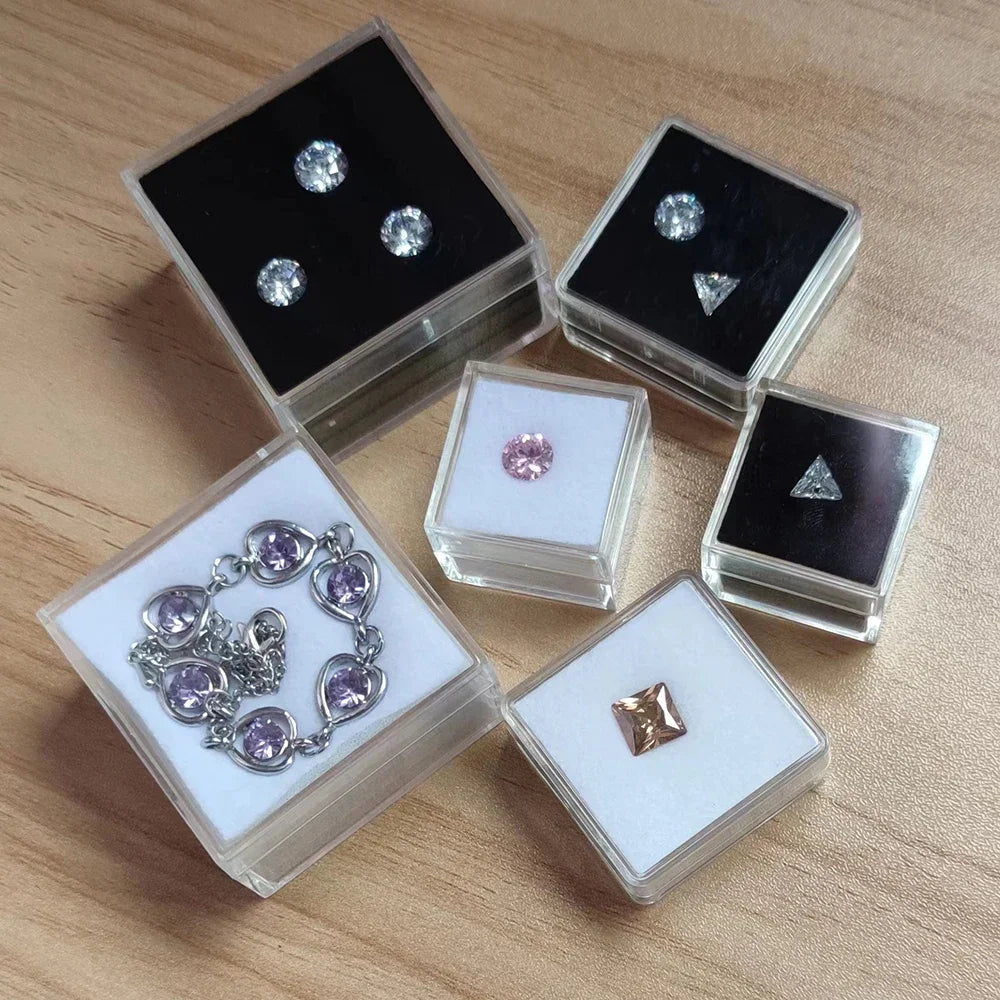 Clear Gem Storage Box Loose Diamond Organizer Pendant Beads Jewelry Combo Gift Case Square Gemstone Display Packaging Box