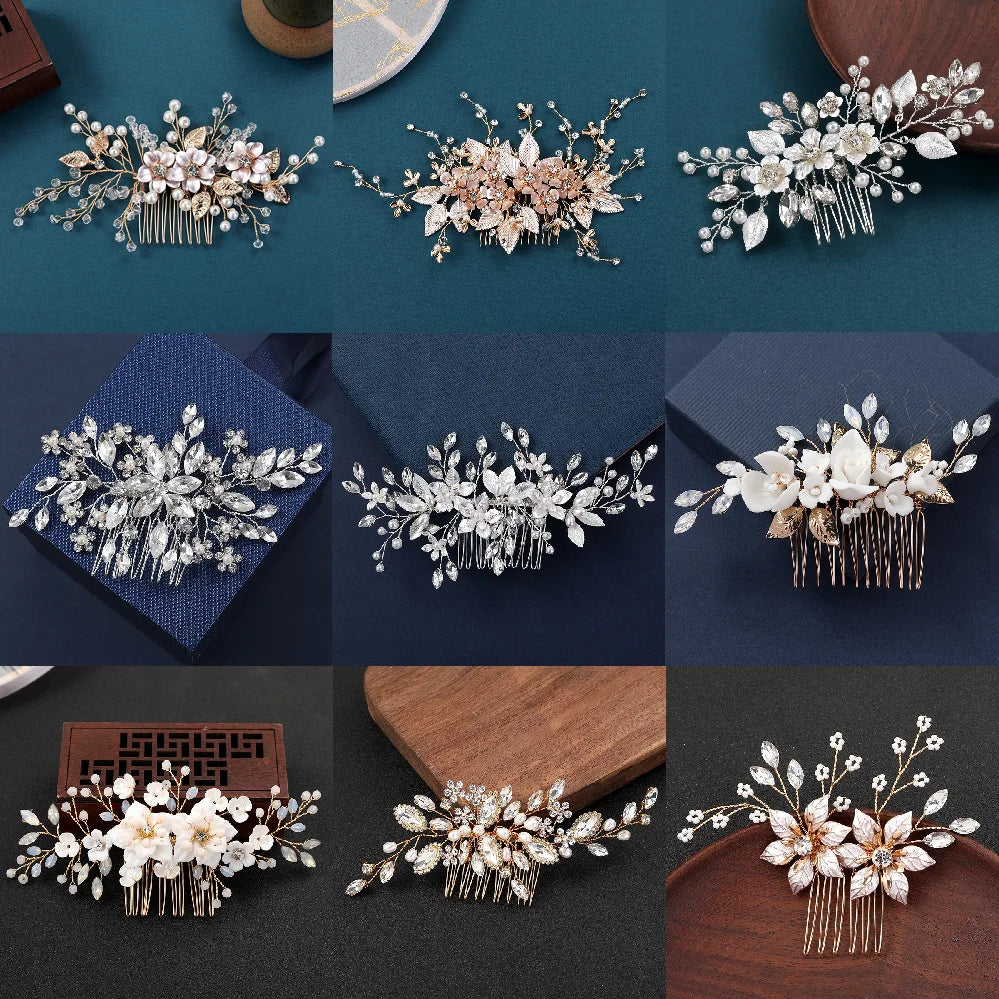 2026 New Hair Comb Wedding Hair Accessories Lady Pearl Flower Hairpin Bridal Tiaras Exquisite Prom Hair Jewelry Marriage Bijoux