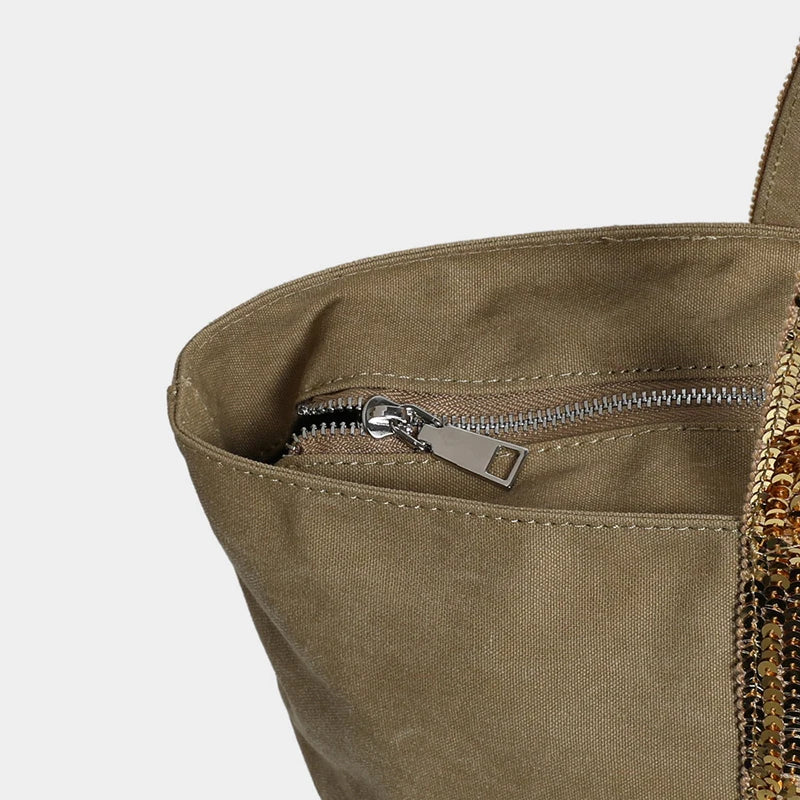 2025 Women's New Retro Shoulder Crossbody Bag Casual Handbag Canvas Shoulder Bag Sequin Large Capacity Tote Bag
