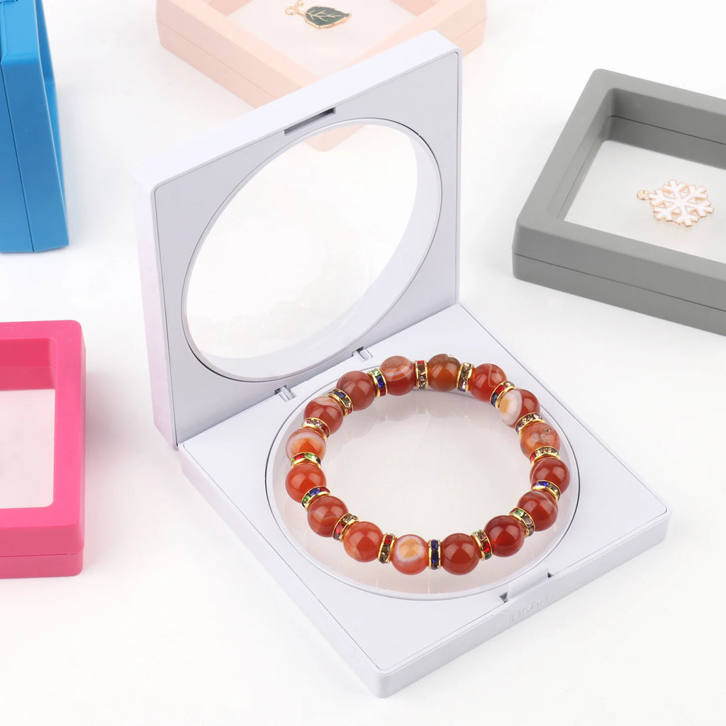 3D Floating Frame PE Film Jewelry Gemstone Storage Box Free Floating Bracket Frame Membrane Ring Earring Necklace Display Case