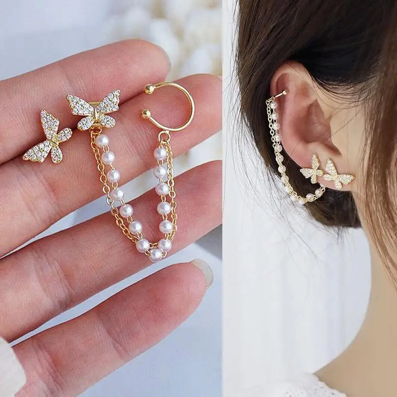 Green Crystal Butterfly Earrings