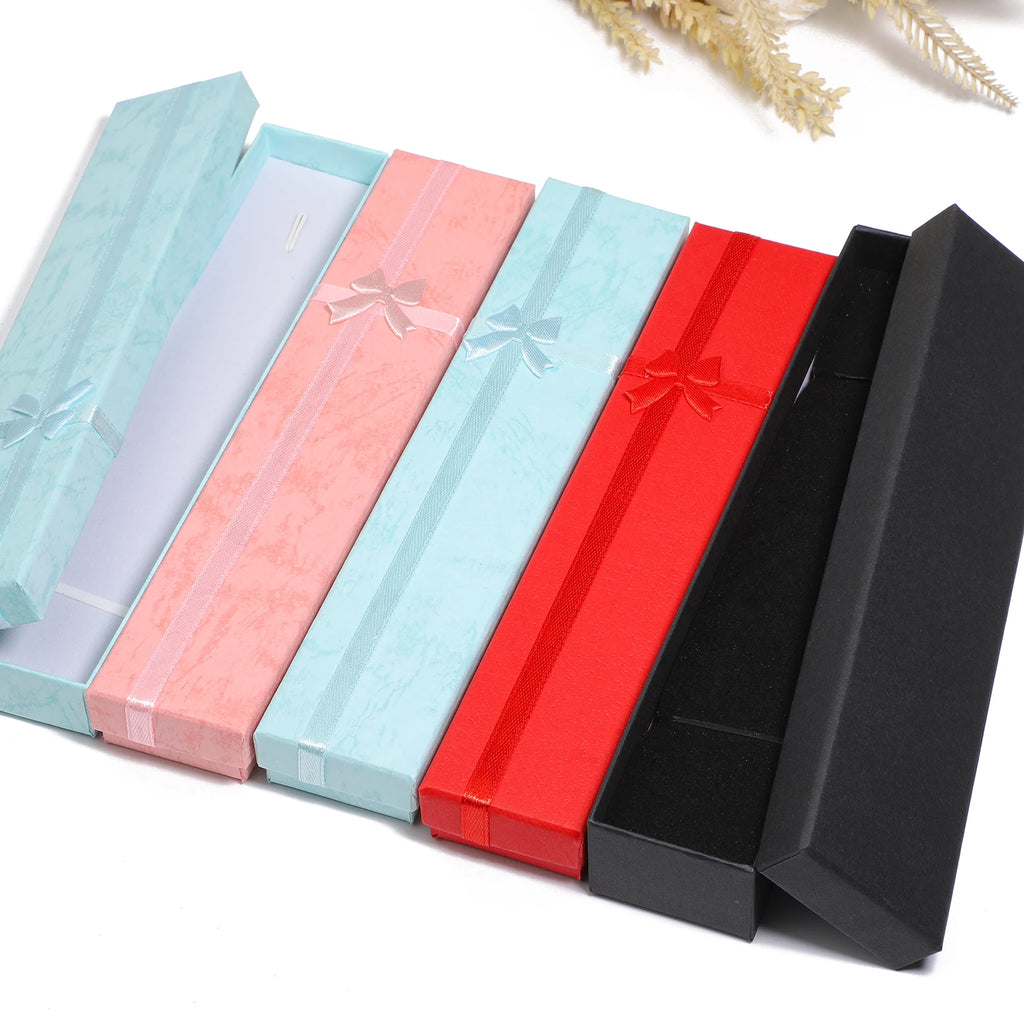 12PCS Elegant Bowknot Jewelry Box Earring Jewelry Necklace Storage Box Paper Organizer Storage Bronzing Jewelry Display Gift