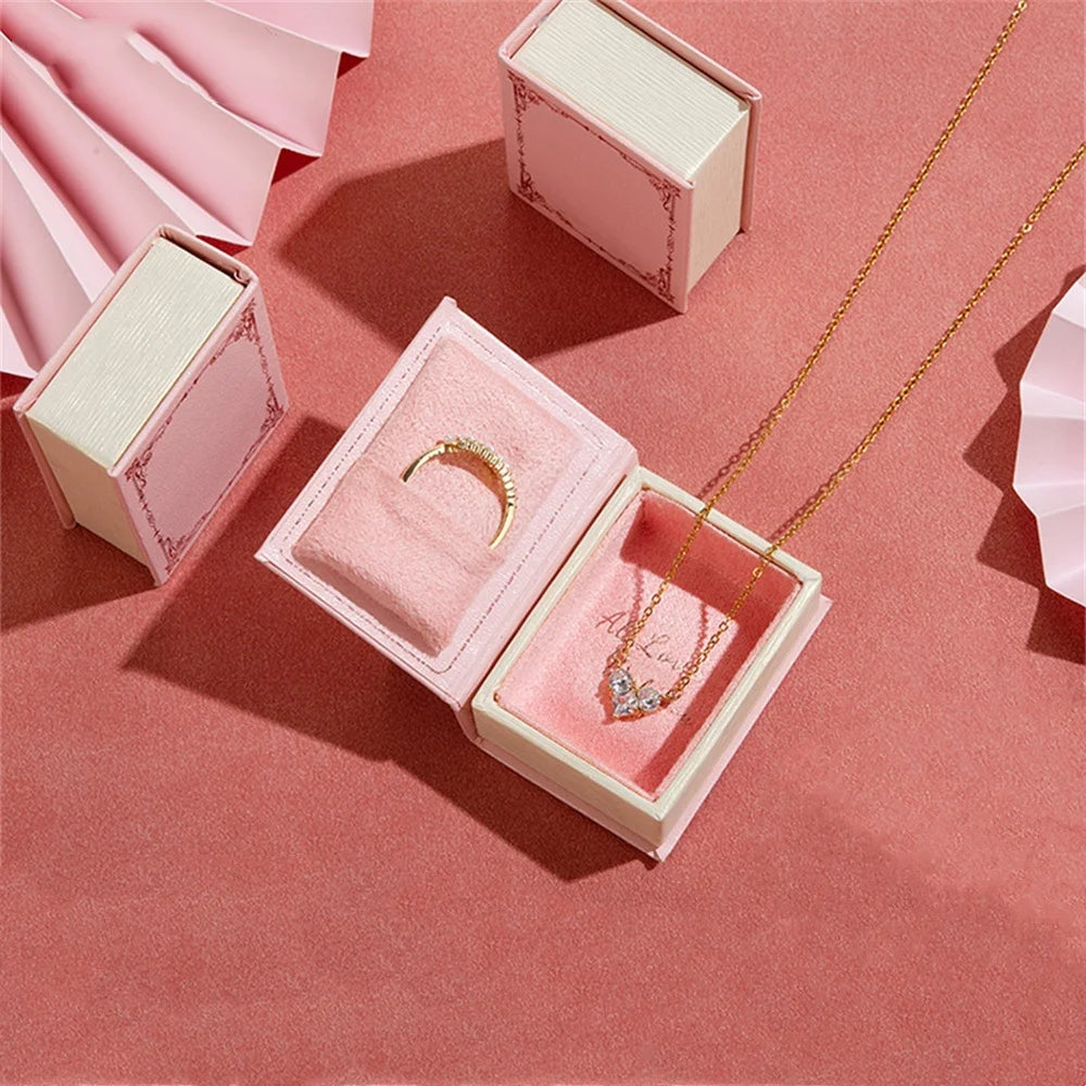 Book Shaped Travel Jewelry Case Display Holder Flip Cover Necklace Bracelet Ring Earring Pendant Storage Portable Jewelry Holder