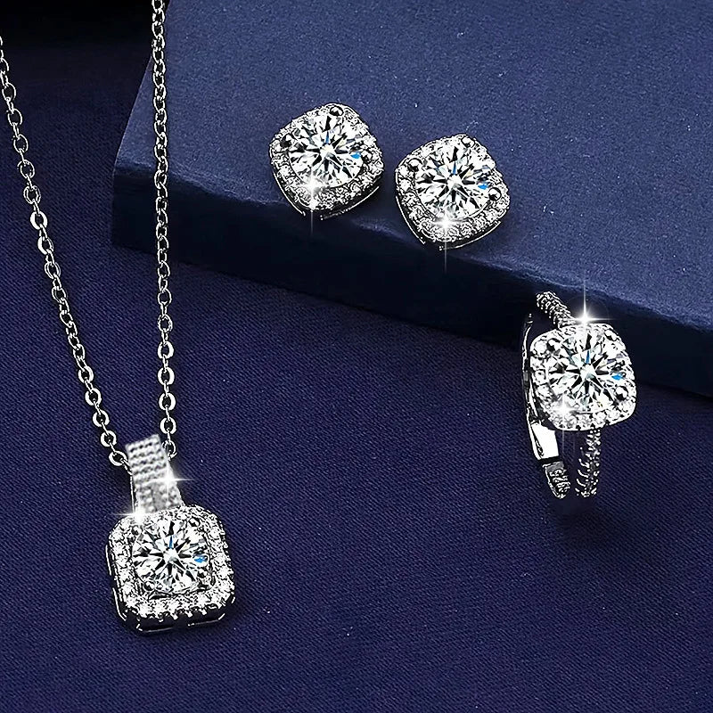 Square Zircon Necklace Set
