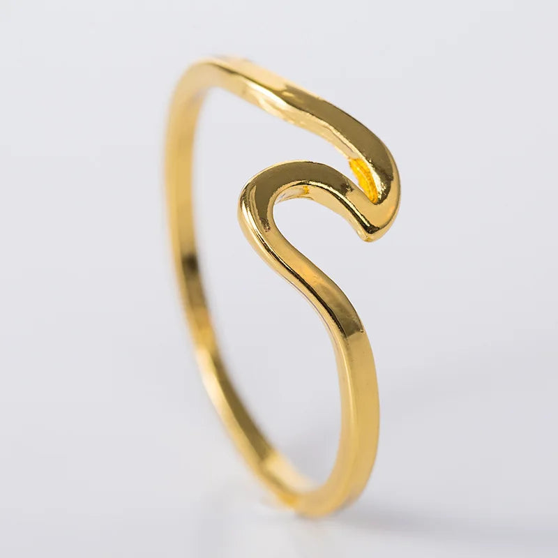Stainless Steel Sea Gold Rose Gold Silver Color Wave Rings Ocean Surf Finger Jewelry Ocean Surf Ring for Women Surfer Gift