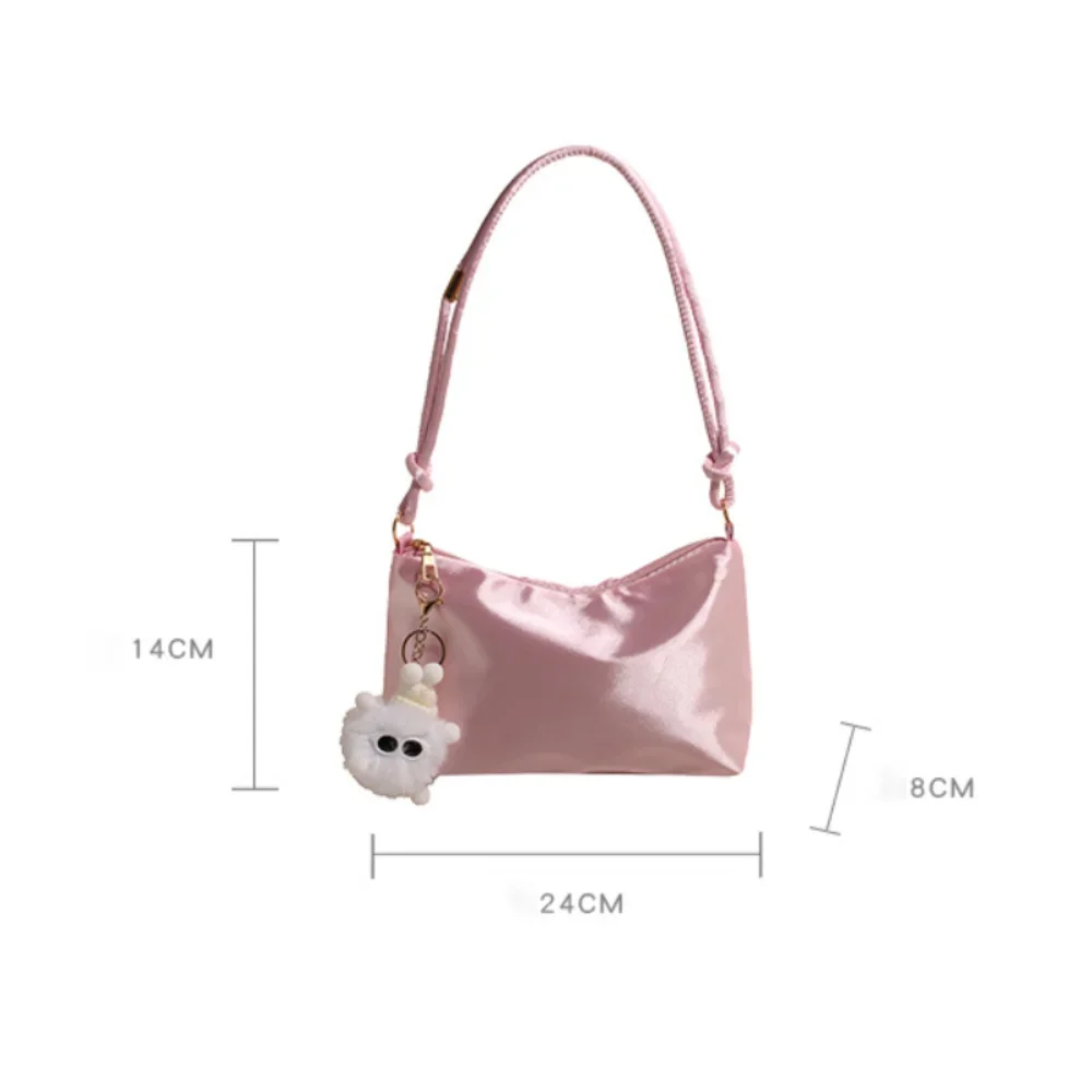 High Quality Solid Color Fashion Elegant Shoulder Bag Smooth Cloth Satin Underarm Bag Leisure Shoulder Bag