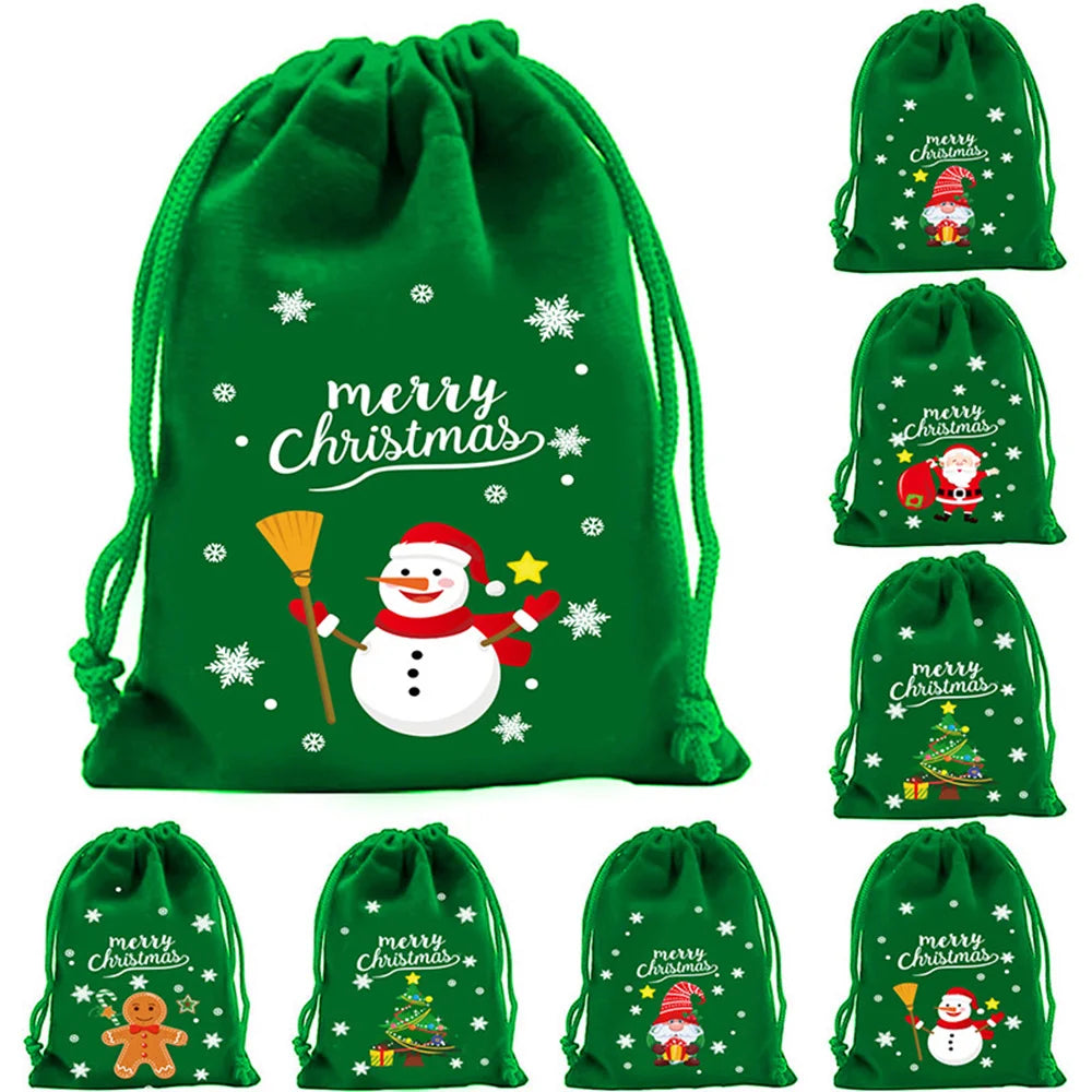 1PC Christmas Velvet Bags Drawstring Pouch Candy Gift Bag Bracelet Earrings Necklaces Jewelry Packaging Storage Bags