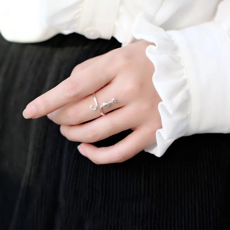 925 Sterling Silver Cat Rings For Women Engagement Luxury Designer Jewelry Female Offers With Free Shipping URBABY Jewellery