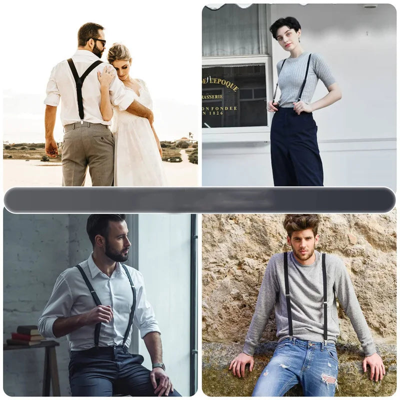 Unisex Suspenders Bowtie Sets Clip-on Buckle Men Straps Adjustable Elastic Y-Back Braces Wedding Suit Pants Jeans Accessories