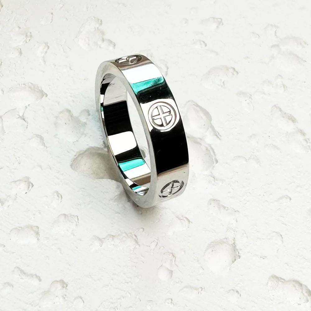 Luxury Brand Classic Cross with StoneStainless Steel Ring for Girl Women Couple Rings In Wedding Birthday Gift Never Fade