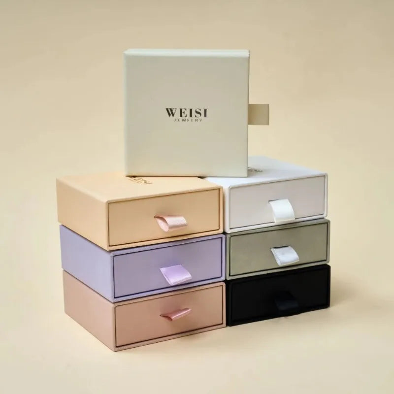 1PCS Free Custom Logo Paper Box Necklace Ring Box With Sponge Drawer Box Personalized Exquisite Jewelry Packaging Pack 8*8 10*10