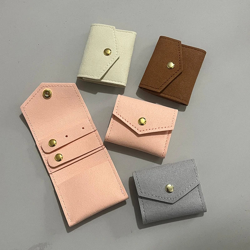 Cute Small Microfiber Leather Jewelry Storage Bags 6*5cm Stud Earring Ring Charm Necklace Organizer Promotional Gifts Pouches