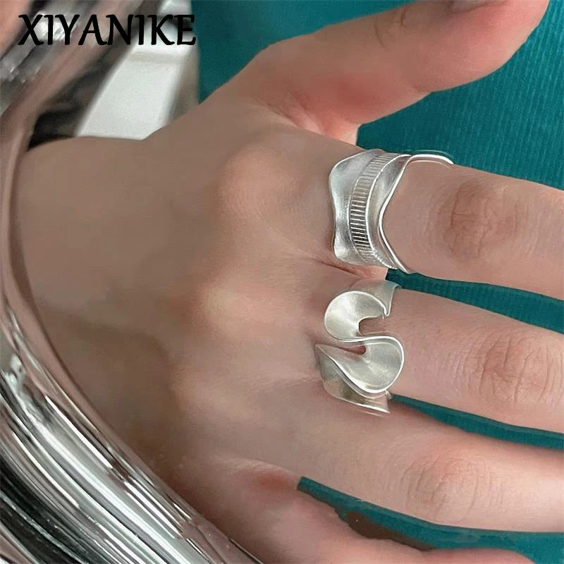 XIYANIKE Hip Hop Irregular Twist Cuff Finger Rings For Women Girl Punk Fashion New Jewelry Friend Gift Party Anillos Mujer