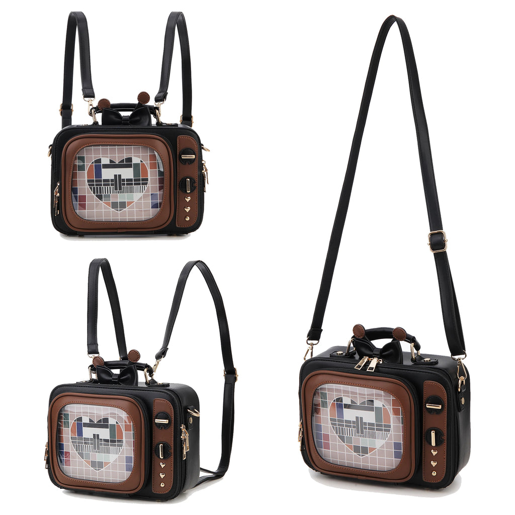 Novelty Tv Shape Ita Bag Retro Television Women Shoulder Bag Design Ita Backpack with Inserts Girls Crossbody Bag