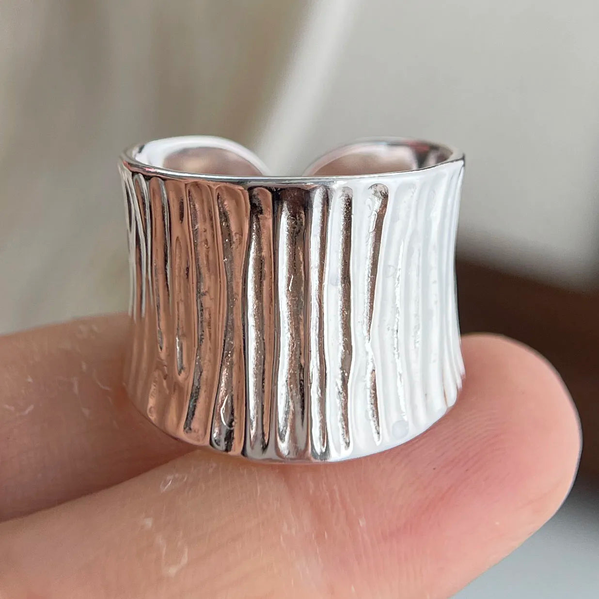 925 Sterling Silver Rings for Women Couple Minimalist Handmade Simple Wide Cross Line Ring Fine Jewelry Gift Prevent Allergy