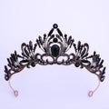 DIEZI Elegant Korean AB Pink Red Crystal Tiara Crown Women Girls Party Wedding Princess Rhinestone Bridal Crown Hair Jewelry