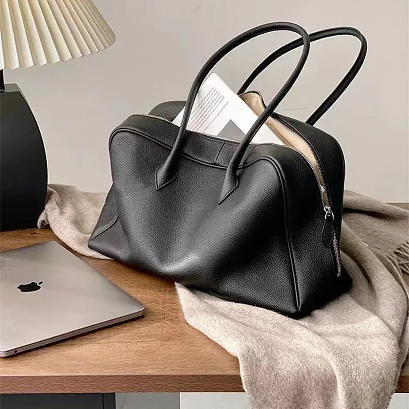 Motingsome First Layer Handbag for Women Togo Cowhide Niche Design Pillow Bag Shoulder  Bowling Bag Gunderarm Armpit Bags Boston