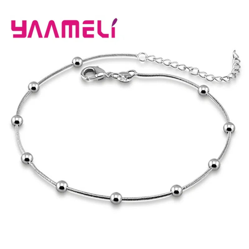 Trendy Women Foot Chains Adjustable Mujer Charm 925 Sterling Silver Anklets Bohemia Jewelry Summer Holiday Design