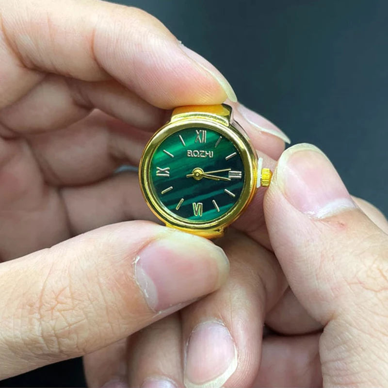 Kiss Jewelry Green Digital Quartz Finger Watch Rings for Women Men Couple Punk Elastic Band Mini Watch Ring Teens Clock anillos