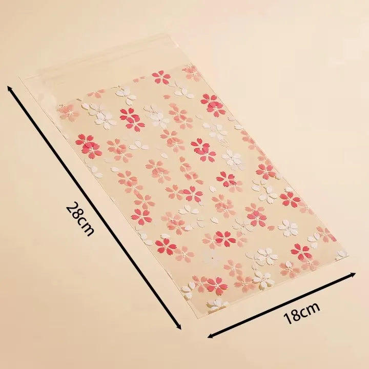 50-100pcs Flower Printed Opp Transparent Resealable Poly Bags Self Adhesive Plastics Bags For DIY Gifts Jewelly Making Seal Bags