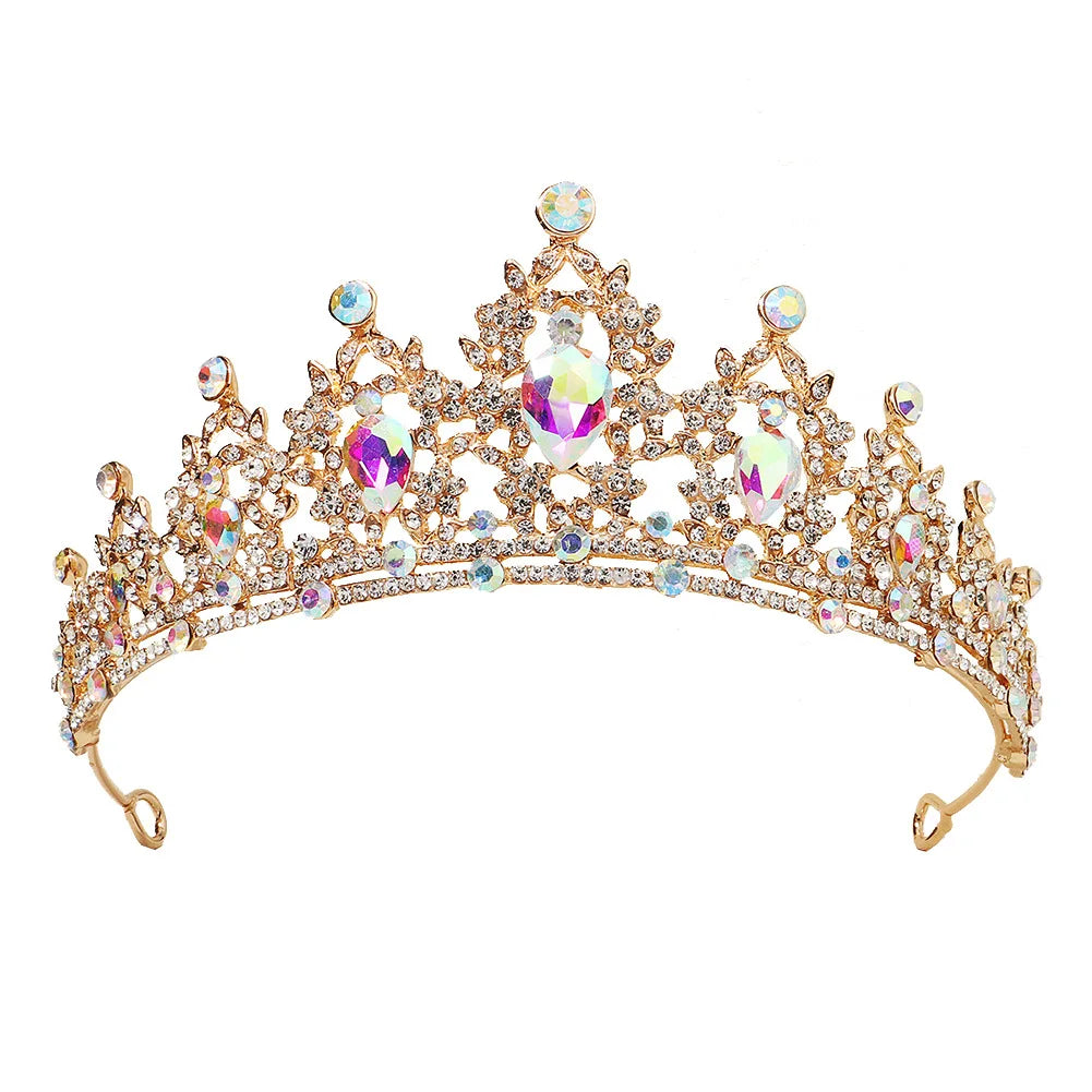 KMVEXO Baroque Vintage Princess Queen Bridal Crown Headwear Crystal Tiara For Women Wedding Crown Hair Dress Accessories