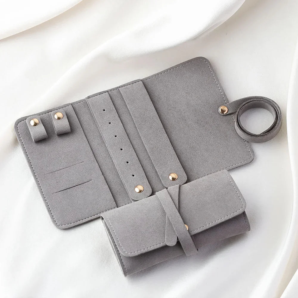 Mini Portable Travel Jewelry Storage Box Multifunctional Fashion Earrings Rings Earrings Necklaces Watches Rolled Up Storage Bag