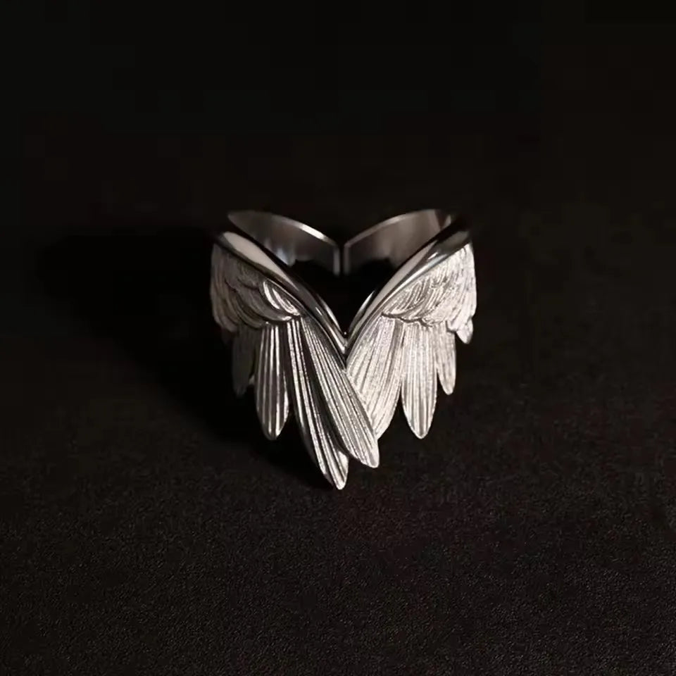 2025 Retro Angel Wings Ring For Women Girls Punk Gothic Adjustable Open Ring Handmade Designer Jewelry Accessories Gift