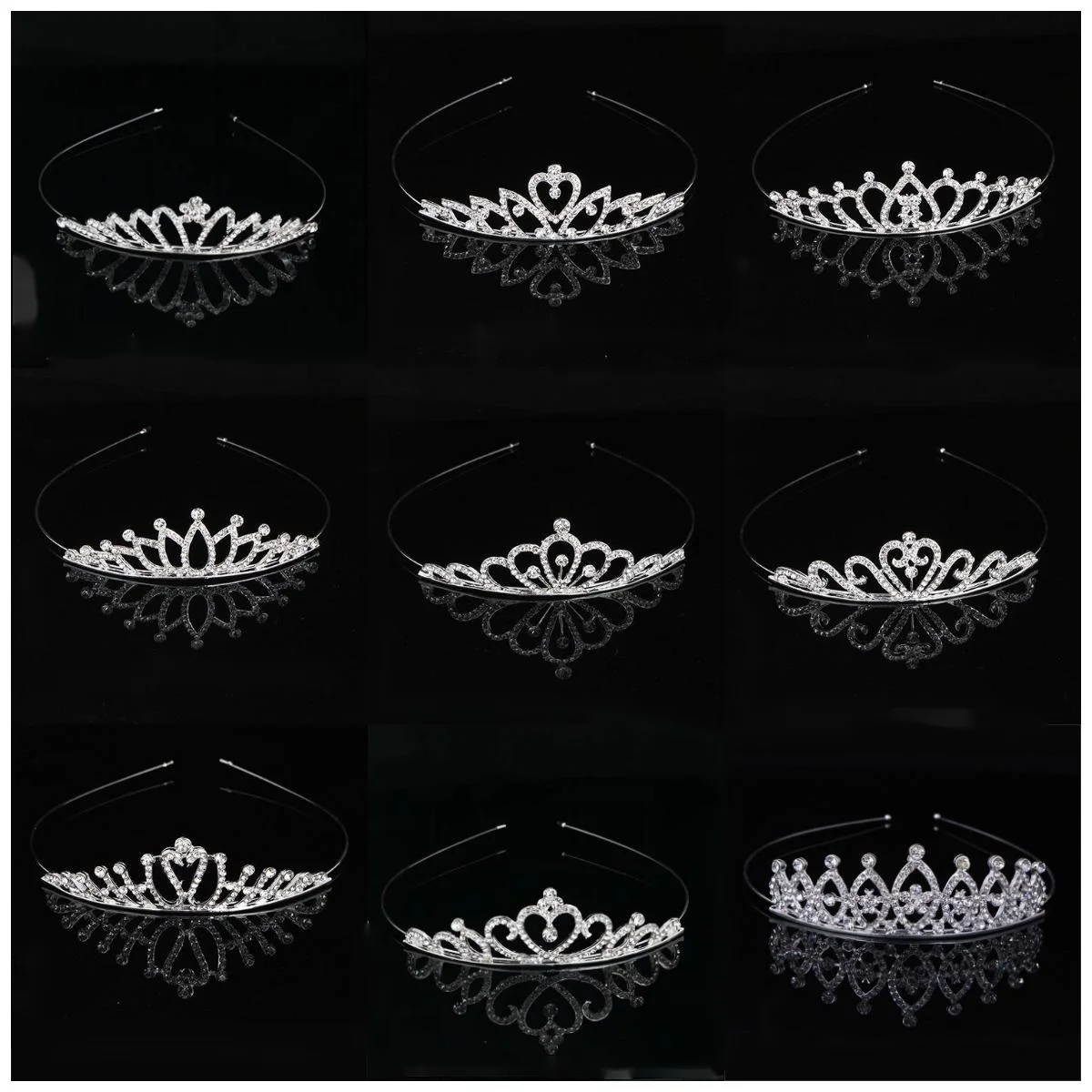 Women's Hair Crown Bridal Wedding Tiara Hair Ornament Girls Rhinestone Crystal Tiara Fashion Alloy Hair Jewelry Gift