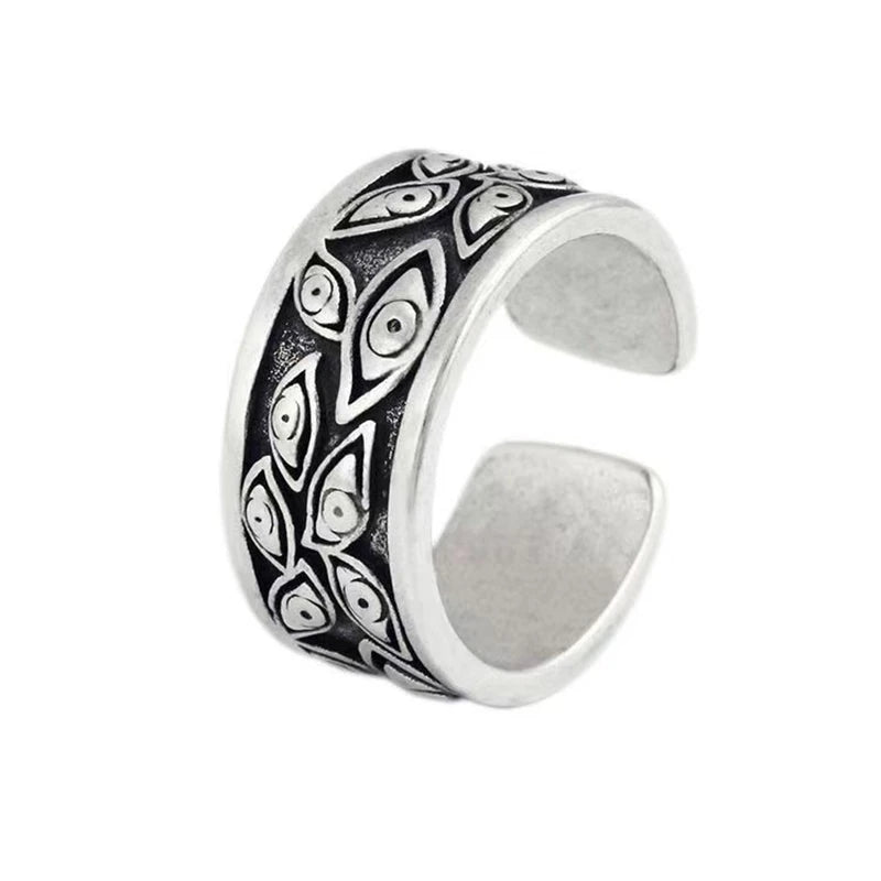 Retro Devils Eyes Ring For Men Silver Color Punk Gothic Adjustable Cuff Ring Rock HipHop Handmade Jewelry Accessories Man Gift