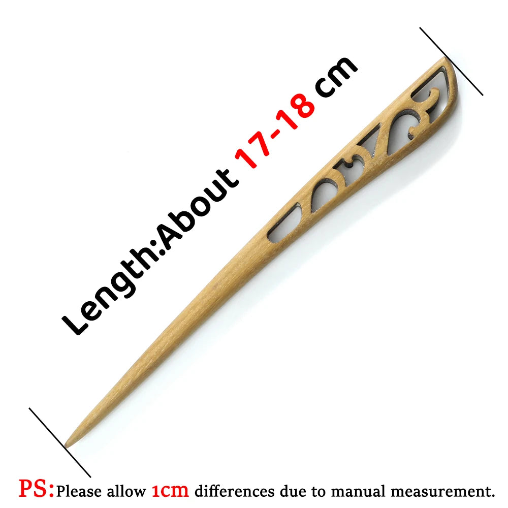 12 Styles Chinese Vintage Hairpins Green Sandalwood Ethnic Hair Sticks Women Girls High Quality Hairstyles Hair Accessories Gift