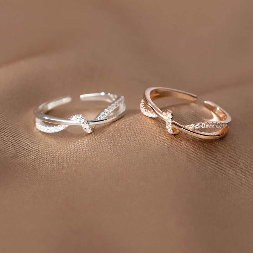 925 Sterling Silver Cross Knotting Zircon Rings For Women Girls Wedding Luxury Jewelry Accessories Jewellery Argent 925