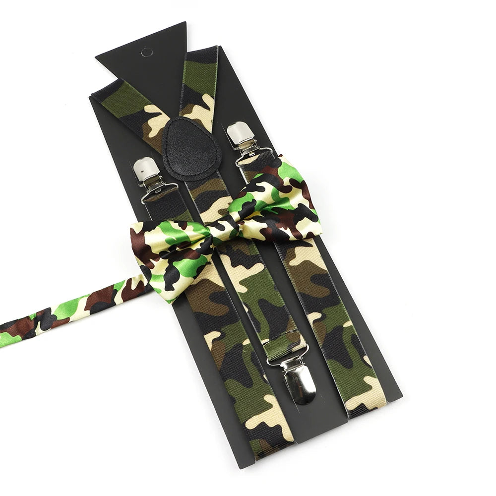 Novelty Musical Notes Printed Suspender Bowtie Sets For Men Kids Elastic Y-back Straps Butterfly Wedding Groomsman Accessory