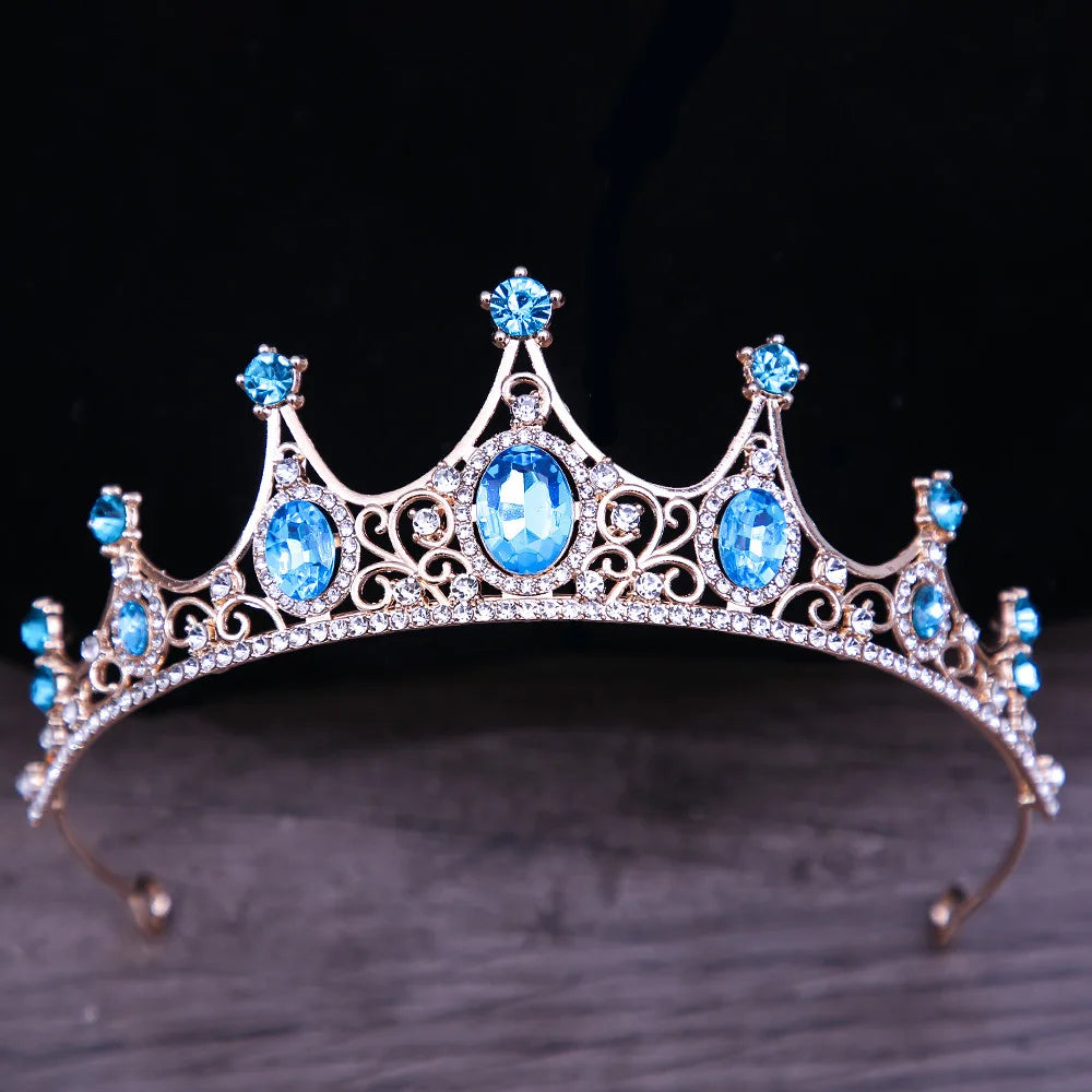 DIEZI Vintage Fashion Girls Princess Crystal Crown Hair Accessories Tiara Women Party Dress CrownRhinestone Bridal Crown Jewelry