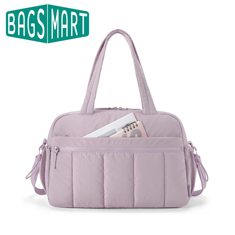 BAGSMART Women's Travel Duffel Bag Gym Bag with Wet Pocket Carry On Waterproof Weekender Boston Bag for Airport Cabin